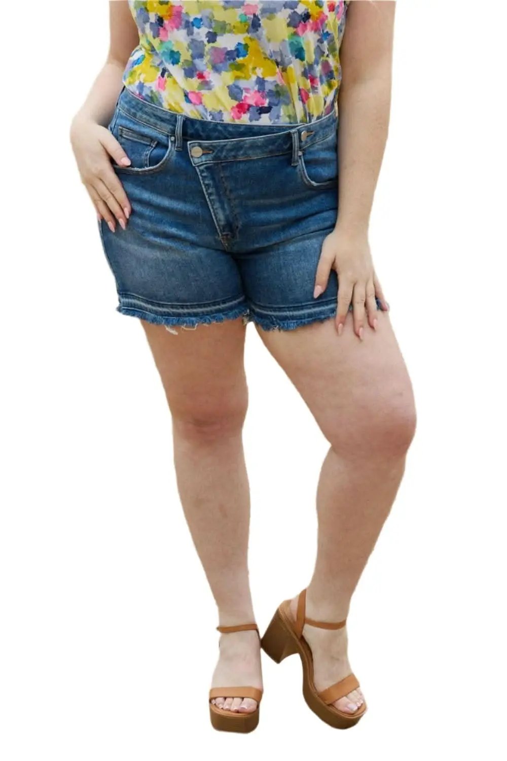 Maya Asymmetrical Button Shorts - Trendy & Comfortable Pick for Women - Love Salve 