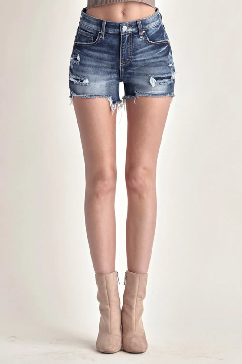RISEN Mid Rise Raw Hem Denim Shorts for Women Summer - Love Salve 