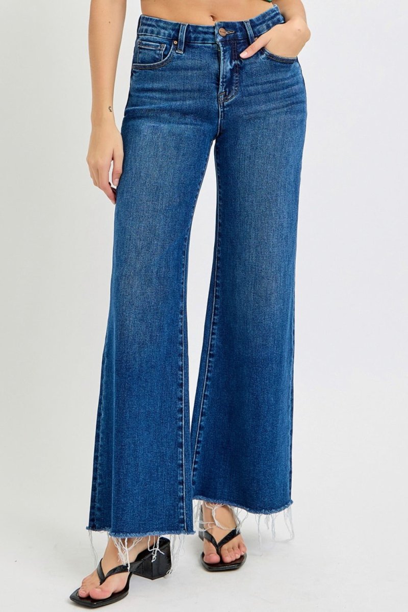 RISEN Tummy Control High Rise Wide Leg Jeans for Women - Love Salve 