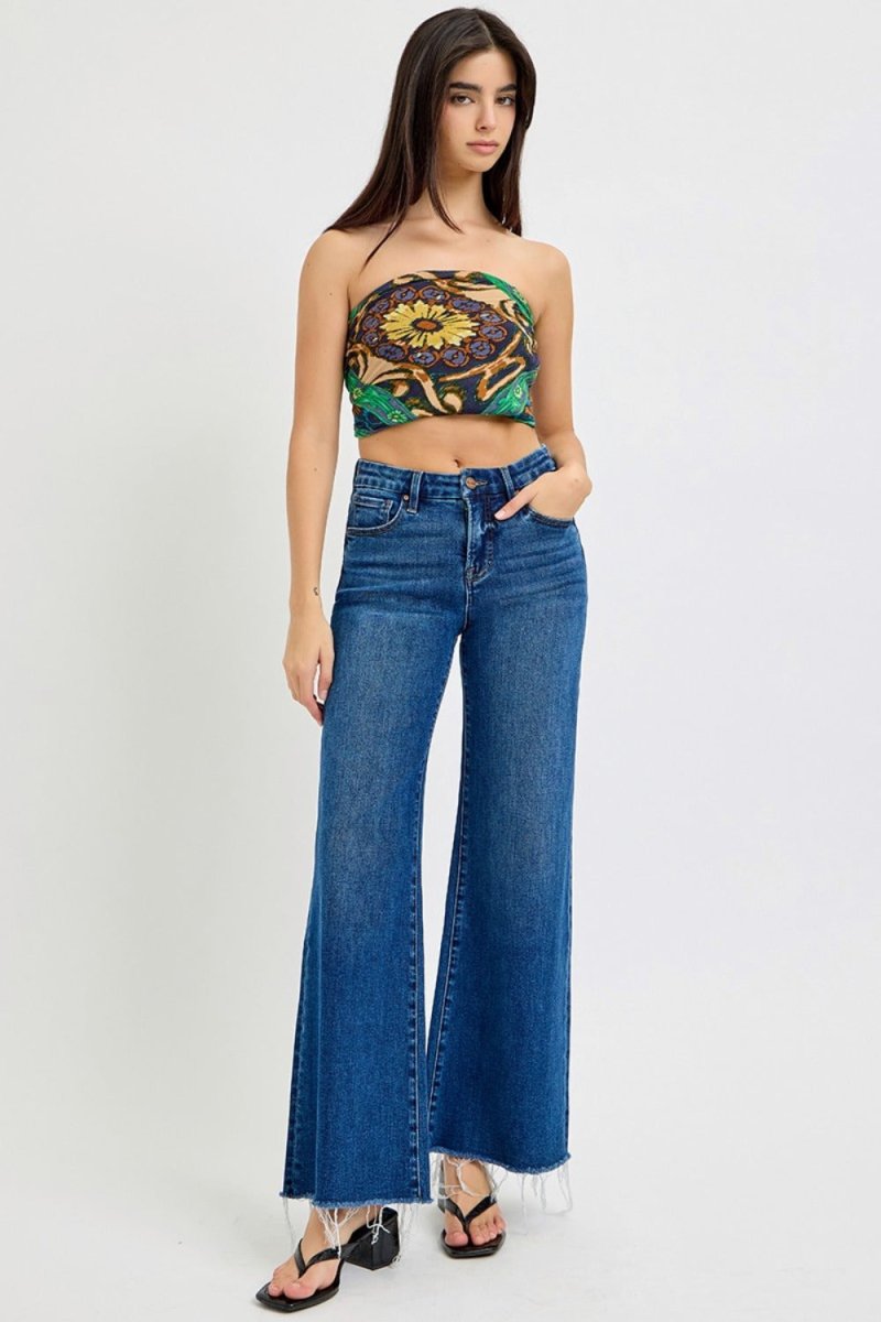 RISEN Tummy Control High Rise Wide Leg Jeans for Women - Love Salve 