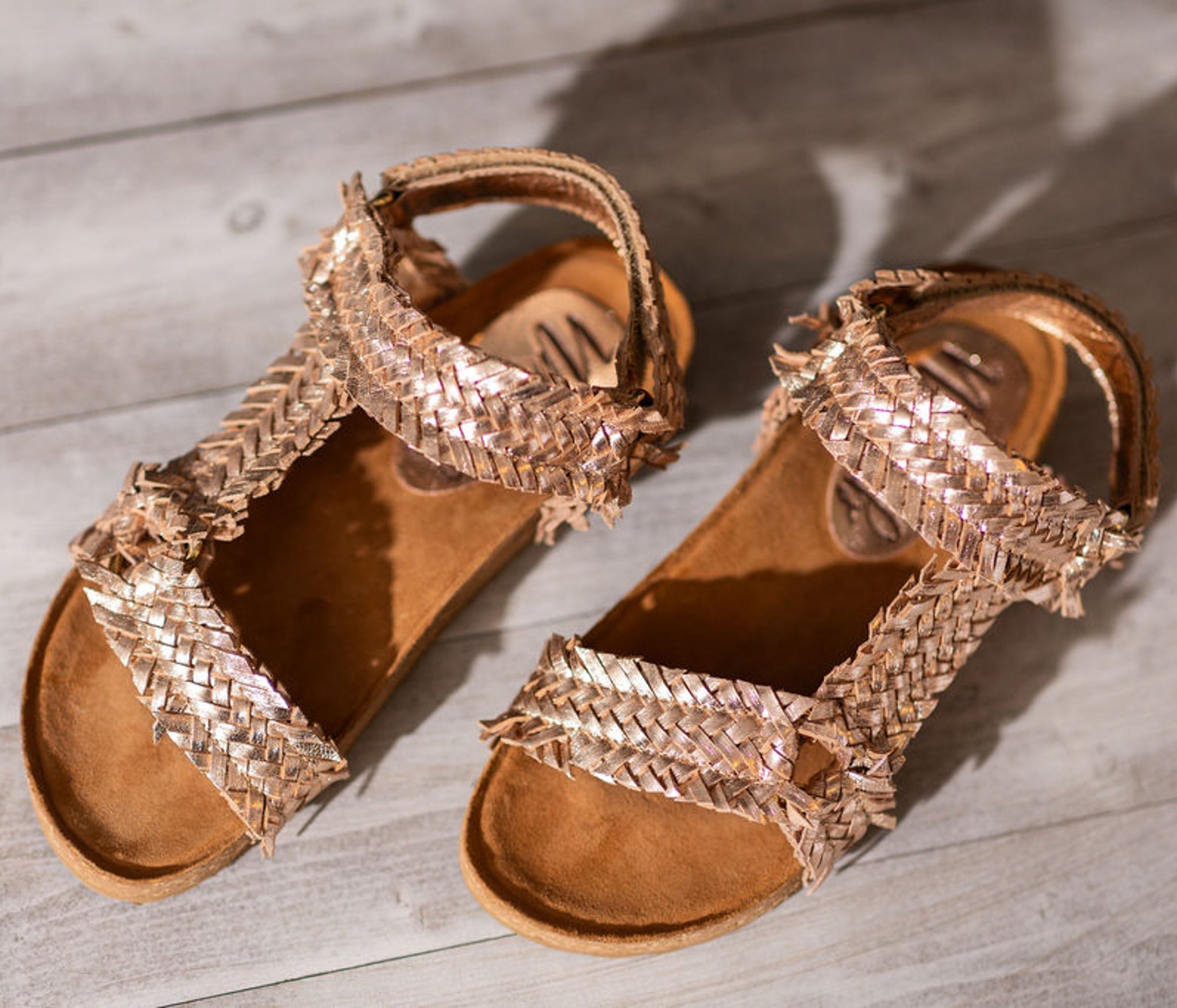 River Dance Woven Sandal Champagne Genuine Woven Leather Naughty Monkey