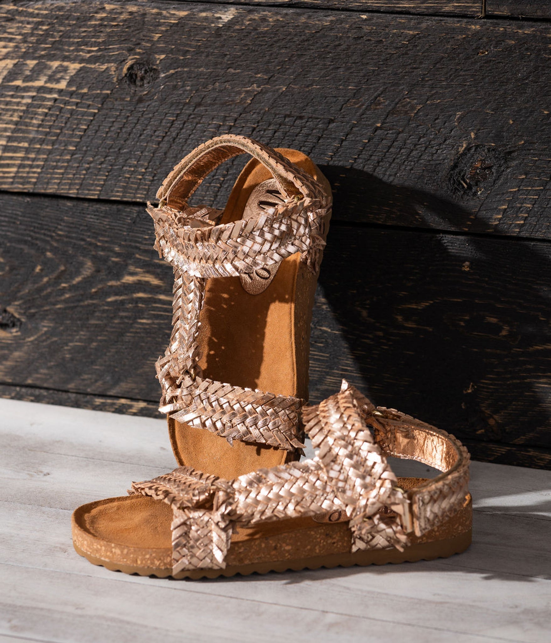 River Dance Woven Sandal Champagne Genuine Woven Leather Naughty Monkey