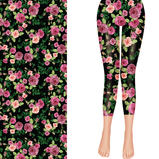 Rose Garden Capri Leggings with Pockets MM
