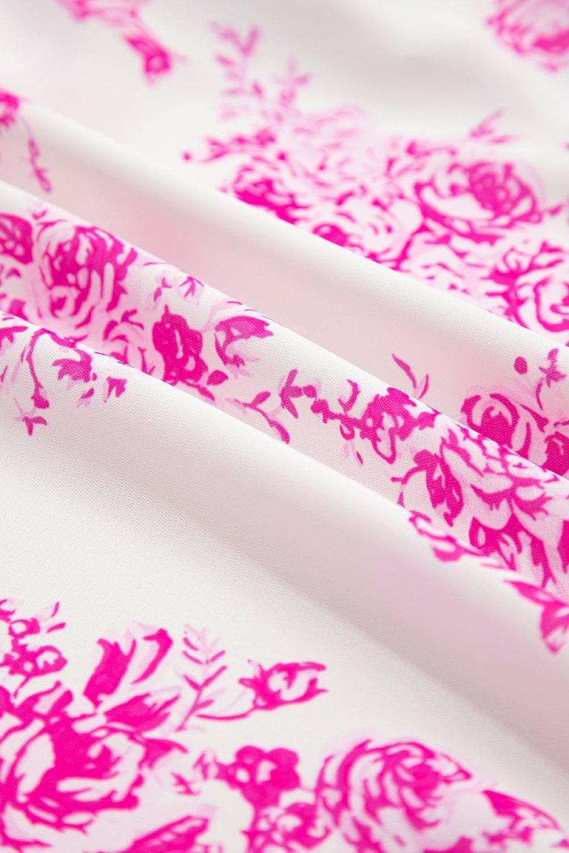 Rose Boho Floral High Waist Ruffle Split Maxi Skirt for Women - Love Salve 