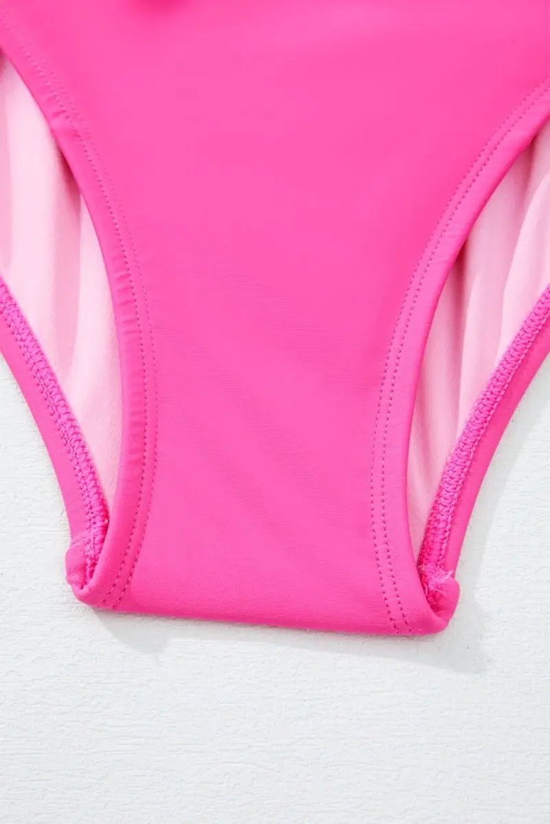 Rose Red Square Neck Knotted Shoulder Open Back Swimsuit - Love Salve 