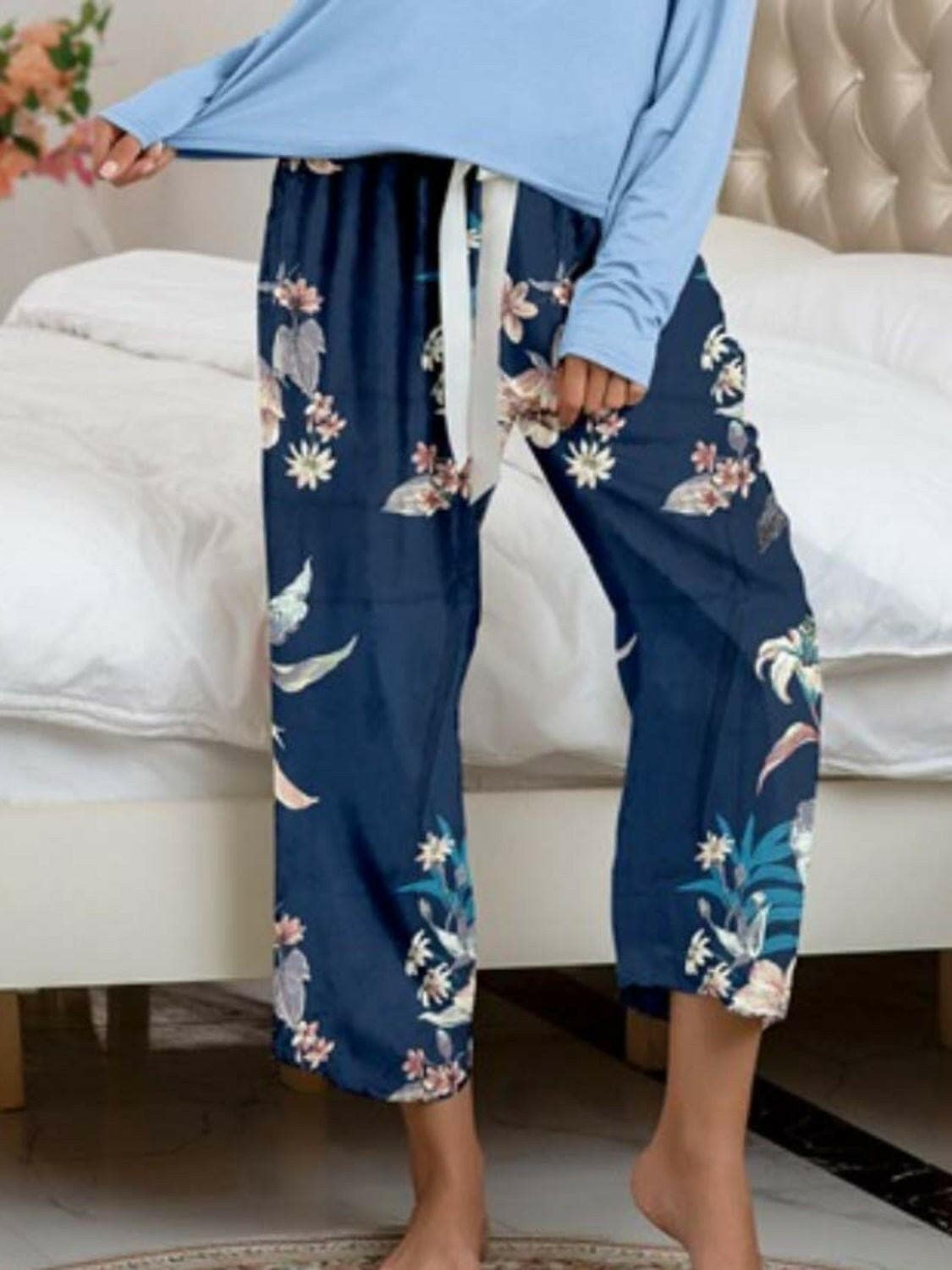 Stylish Comfort Lounge Set with Round Neck Top and Printed PantsUpgrade Your Loungewear Game
 Introducing our Comfort Chic Lounge Wear Set, the perfect blend of style and comfort for your everyday relaxation. This set includes a Love Salve Stylish Comfort Lounge Setlounge