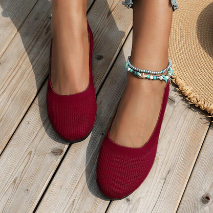 Round Toe Knit Ballet Flats - Love Salve