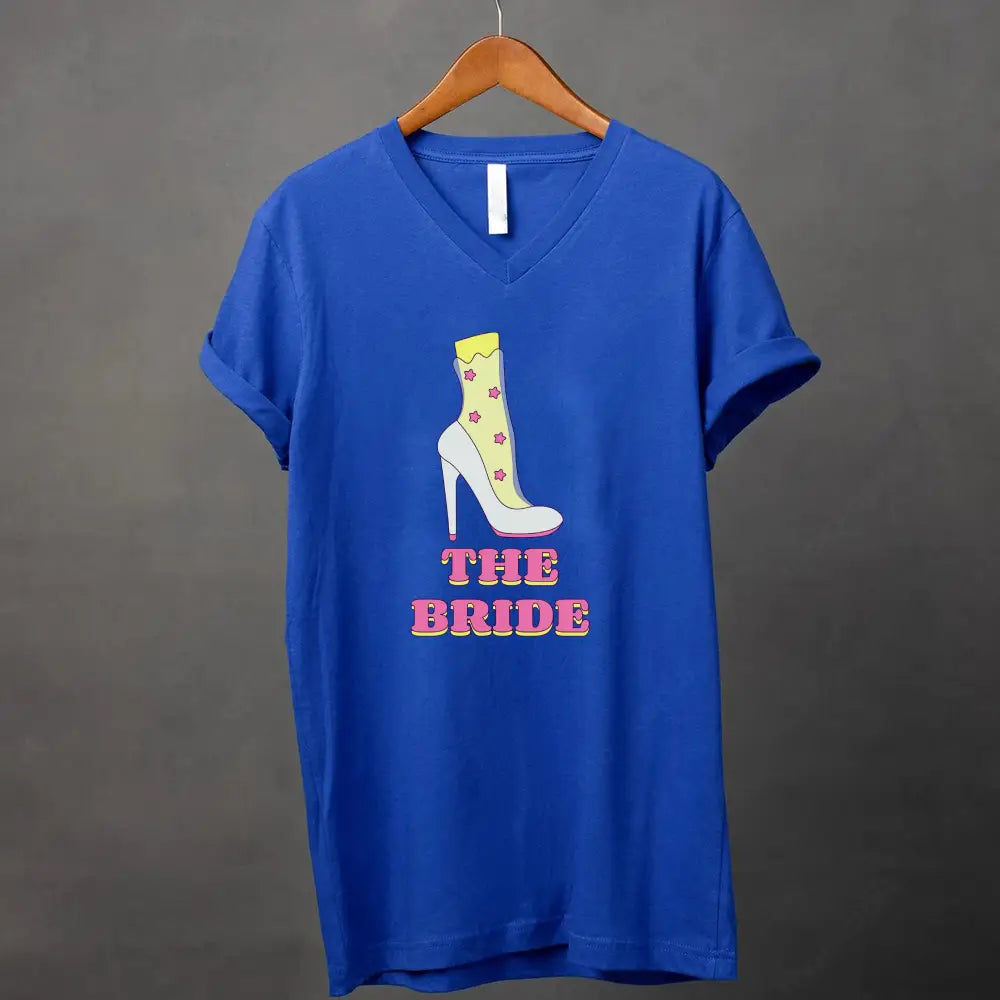 🍾 Team Bride & The Bride 💍 Bachelorette Party Matching V-Neck T-Shirts Adorb.co