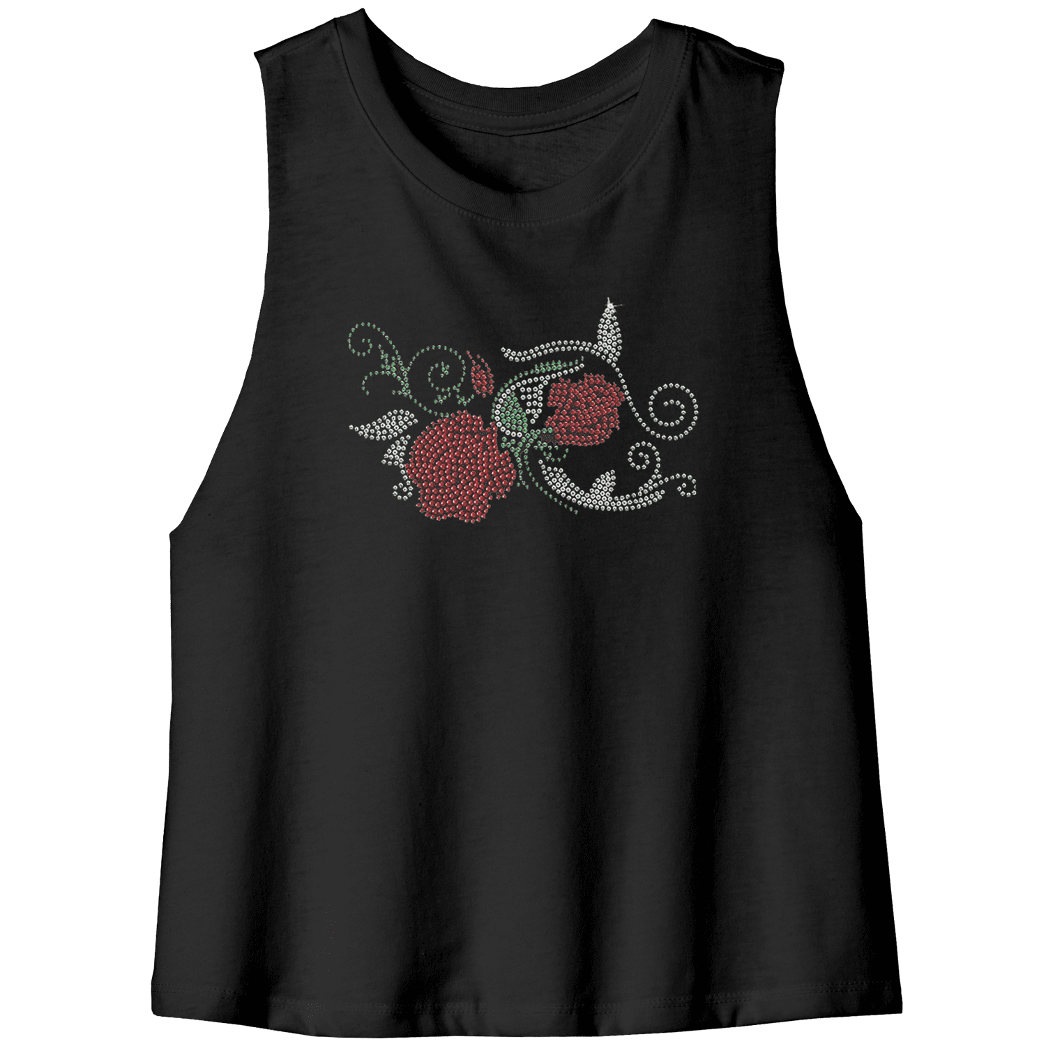 Rhinestone Red Rose Tee Shirt Crew Neck, V Neck, Tank Top MM