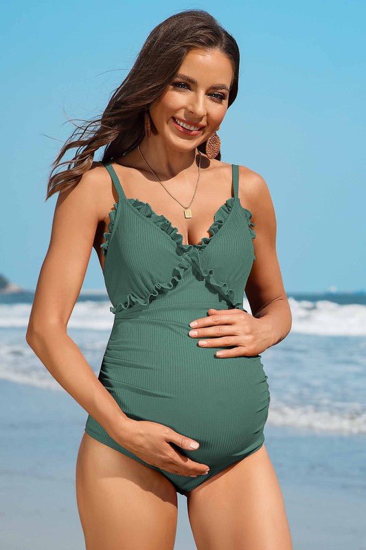 Ruch Floral Maternity Swimsuit Pregnancy Swimwear with Support and Comfort - Love Salve 