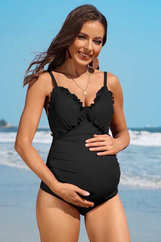 Ruch Floral Maternity Swimsuit Pregnancy Swimwear with Support and Comfort - Love Salve 