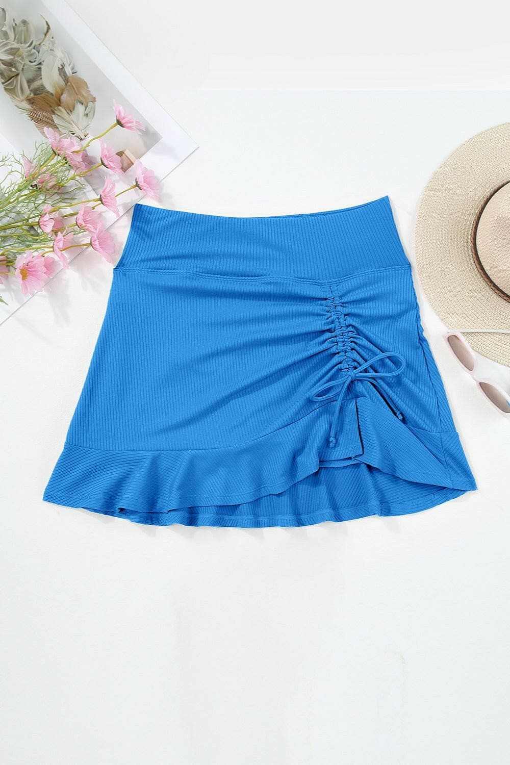 Ruched Elastic Waist Swim Skirt - Love Salve