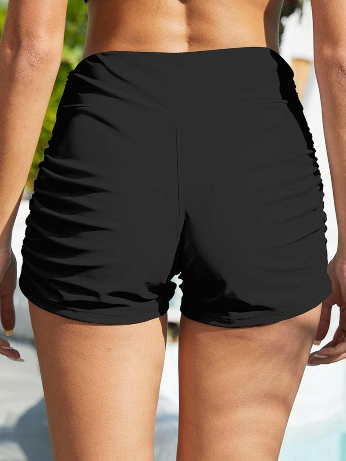 Ruched Mid-Rise Waist Swim Shorts - Love Salve