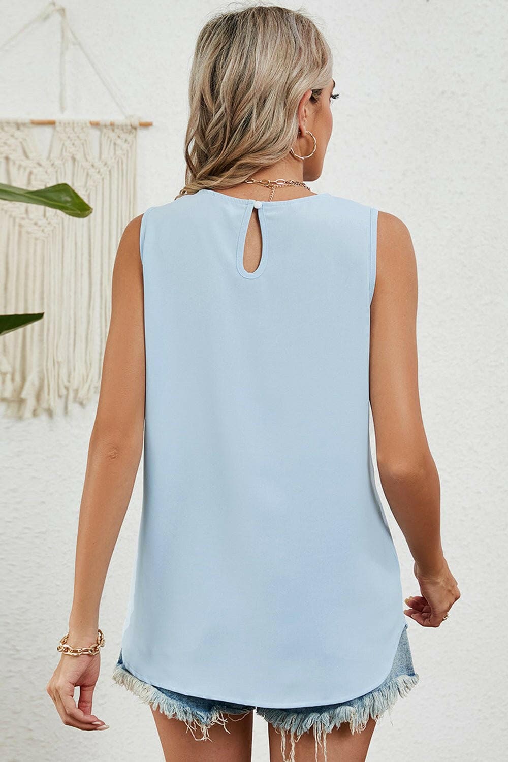 Ruched Sheer Tank TopRuched Sheer Tank Top
 Indulge in the elegance of our Ruched Sheer Tank Top, a perfect blend of sophistication and comfort.
 Key Features:
 
 
Ruched Sheer: Adds texLove Salve Ruched Sheer Tank Topjust arrived