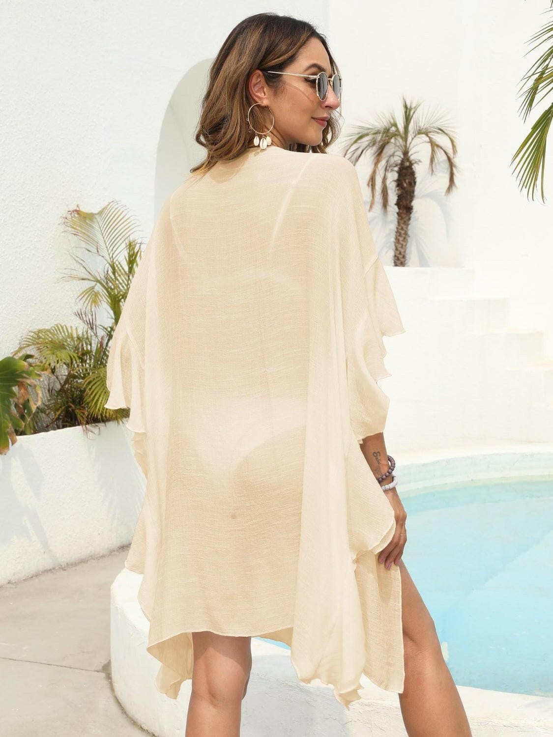 Ruffled Open Front Cover-Up - Love Salve