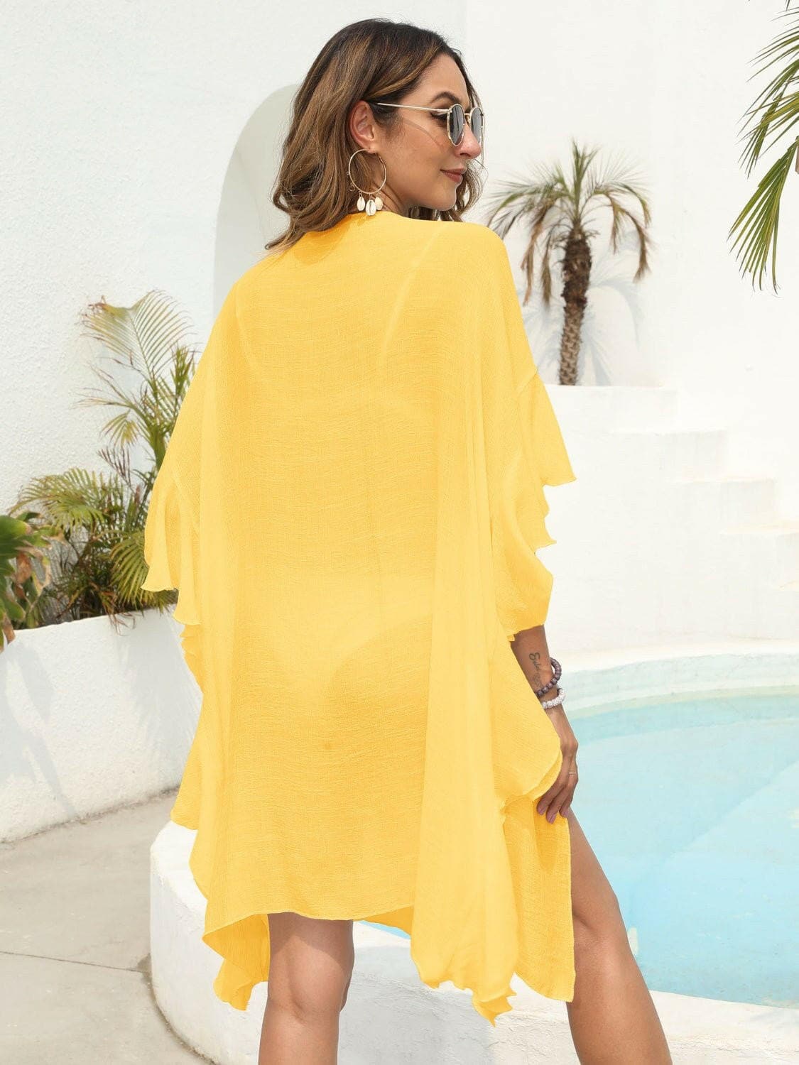 Ruffled Open Front Cover-Up - Love Salve