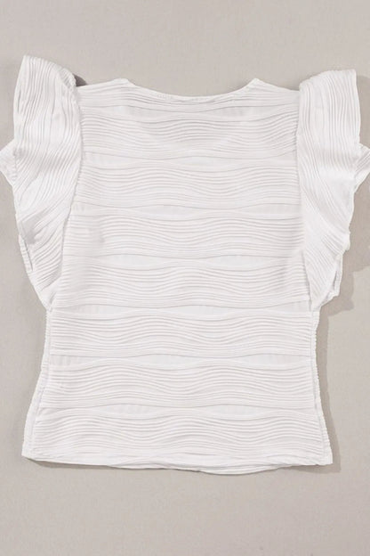 Ruffled Round Neck Textured Top - Love Salve