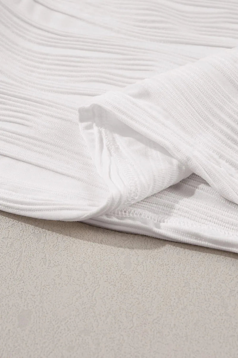 Ruffled Round Neck Textured Top - Love Salve