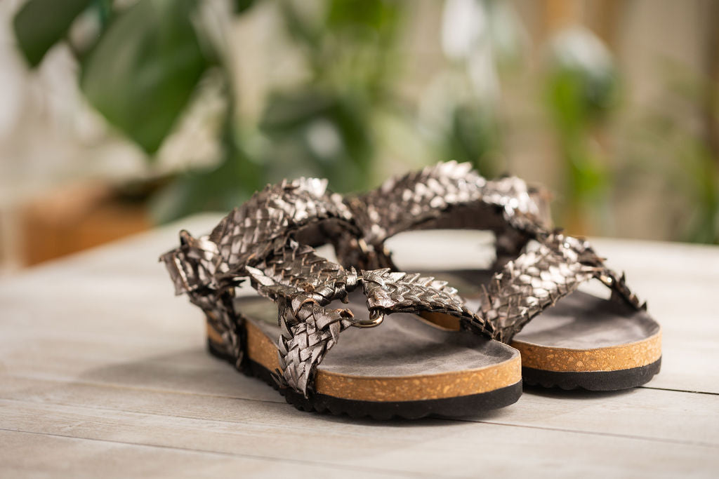 River Dance Woven Sandal Pewter with Adjustable Straps Naughty Monkey