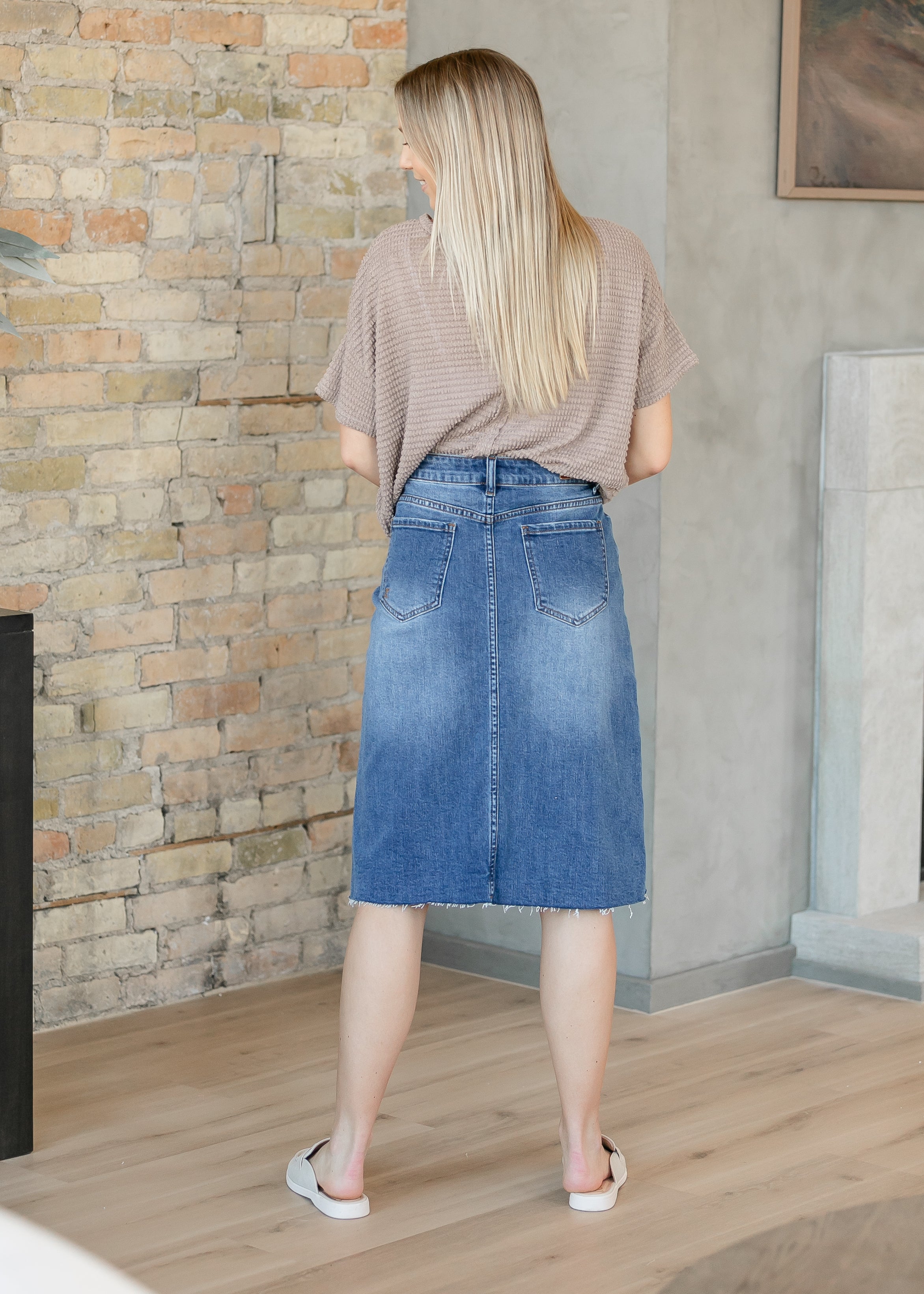 Rylin Raw Hem Midi Skirt Inherit Co.