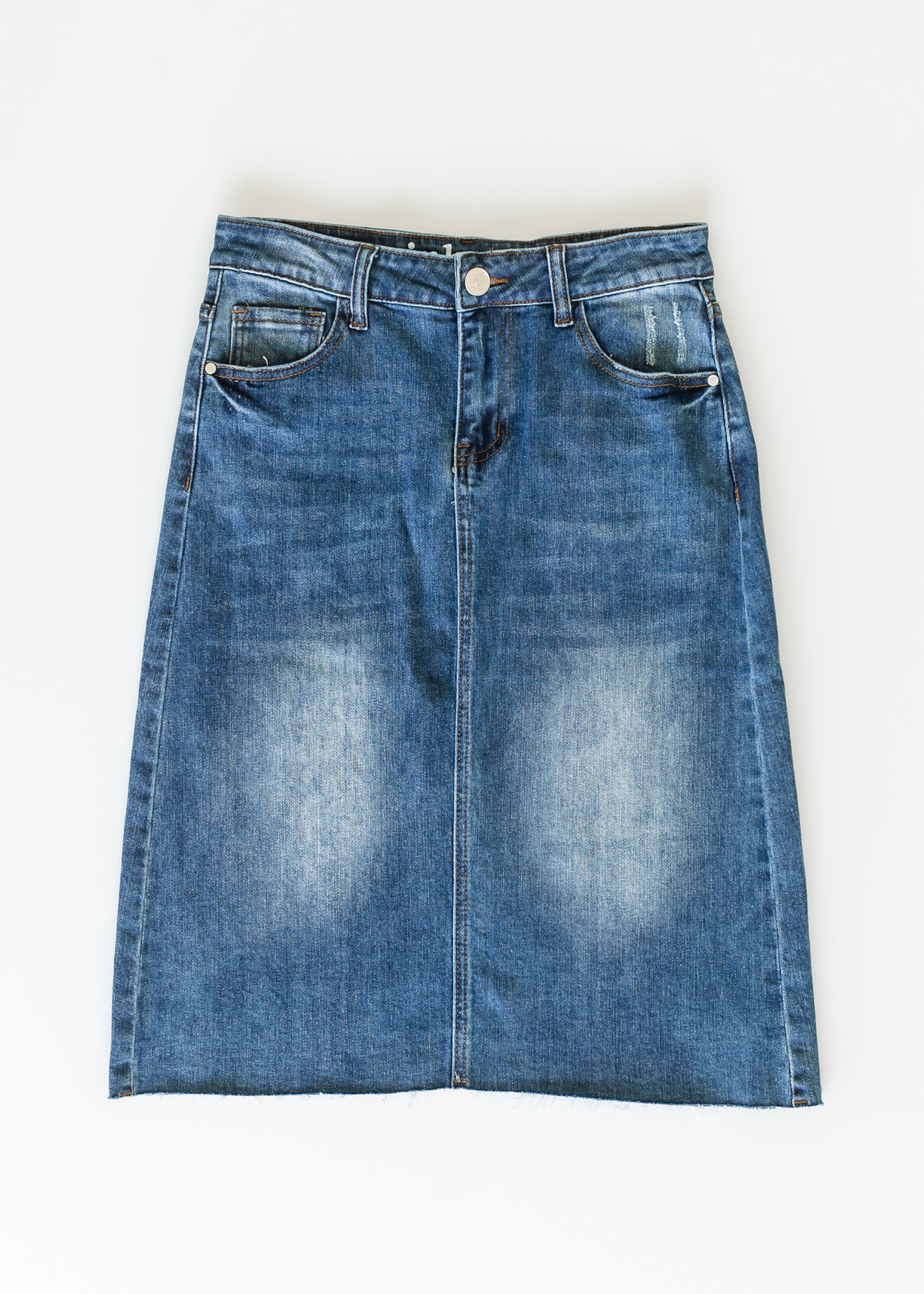 Rylin Raw Hem Midi Skirt Inherit Co.