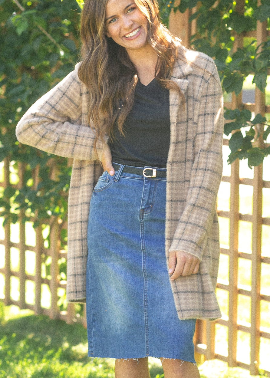 Rylin Raw Hem Midi Skirt Inherit Co.