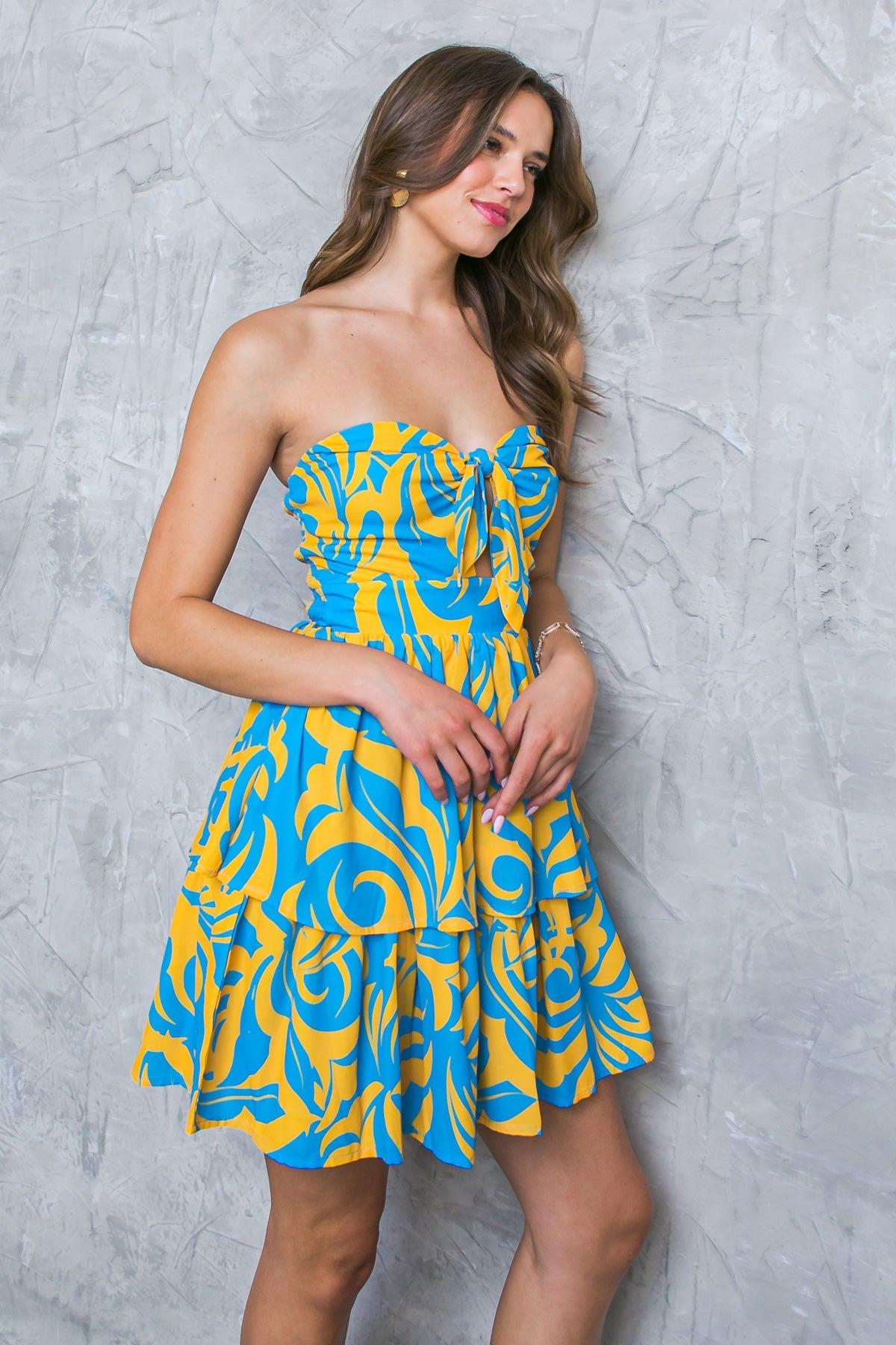 Flying Tomato BACK TO THE START MINI DRESS styled with accessories, showcasing its elegant fashion and modern appeal.