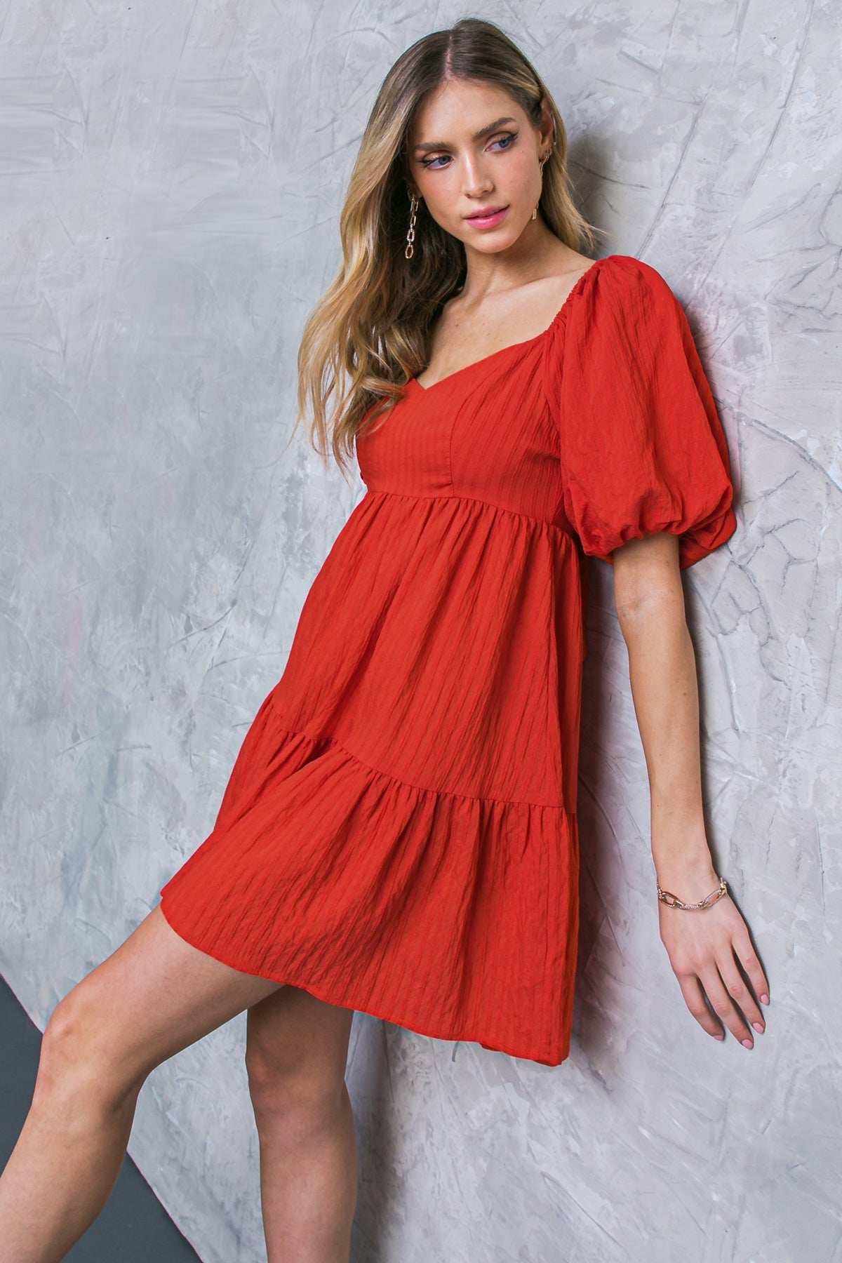 SPONTANEOUS SWEETIE WOVEN MINI DRESS Flying Tomato