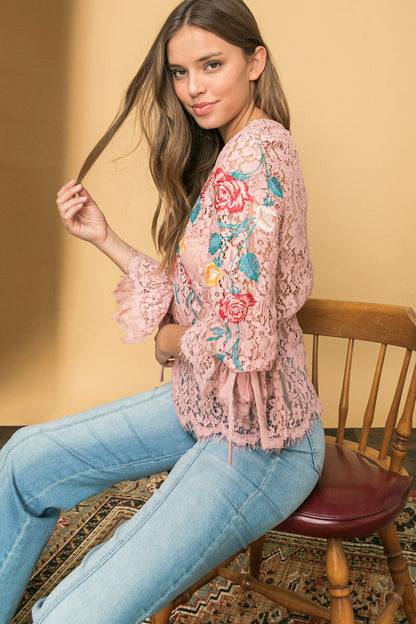 EMBROIDERED LACE TOP