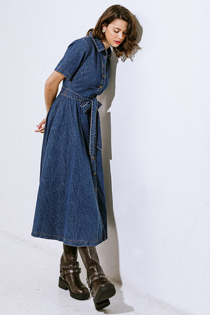 DAY IN THE LIFE DENIM MIDI DRESS