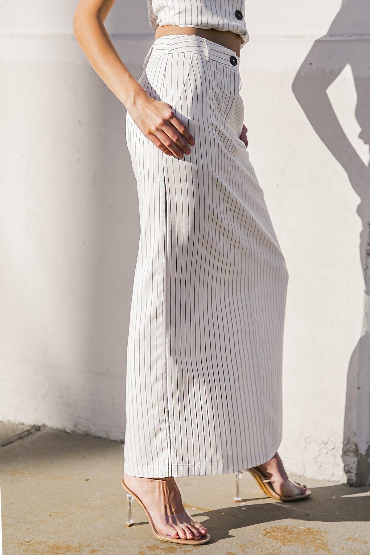 GET TO THE POINT WOVEN MIDI SKIRT Flying Tomato