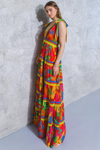 AMONG THE FLOWERS WOVEN MAXI DRESS