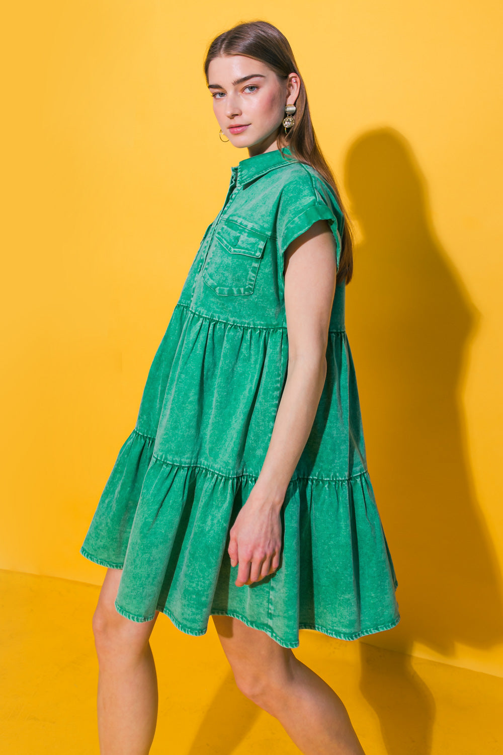 NO DULL MOMENTS DENIM MINI DRESS Flying Tomato