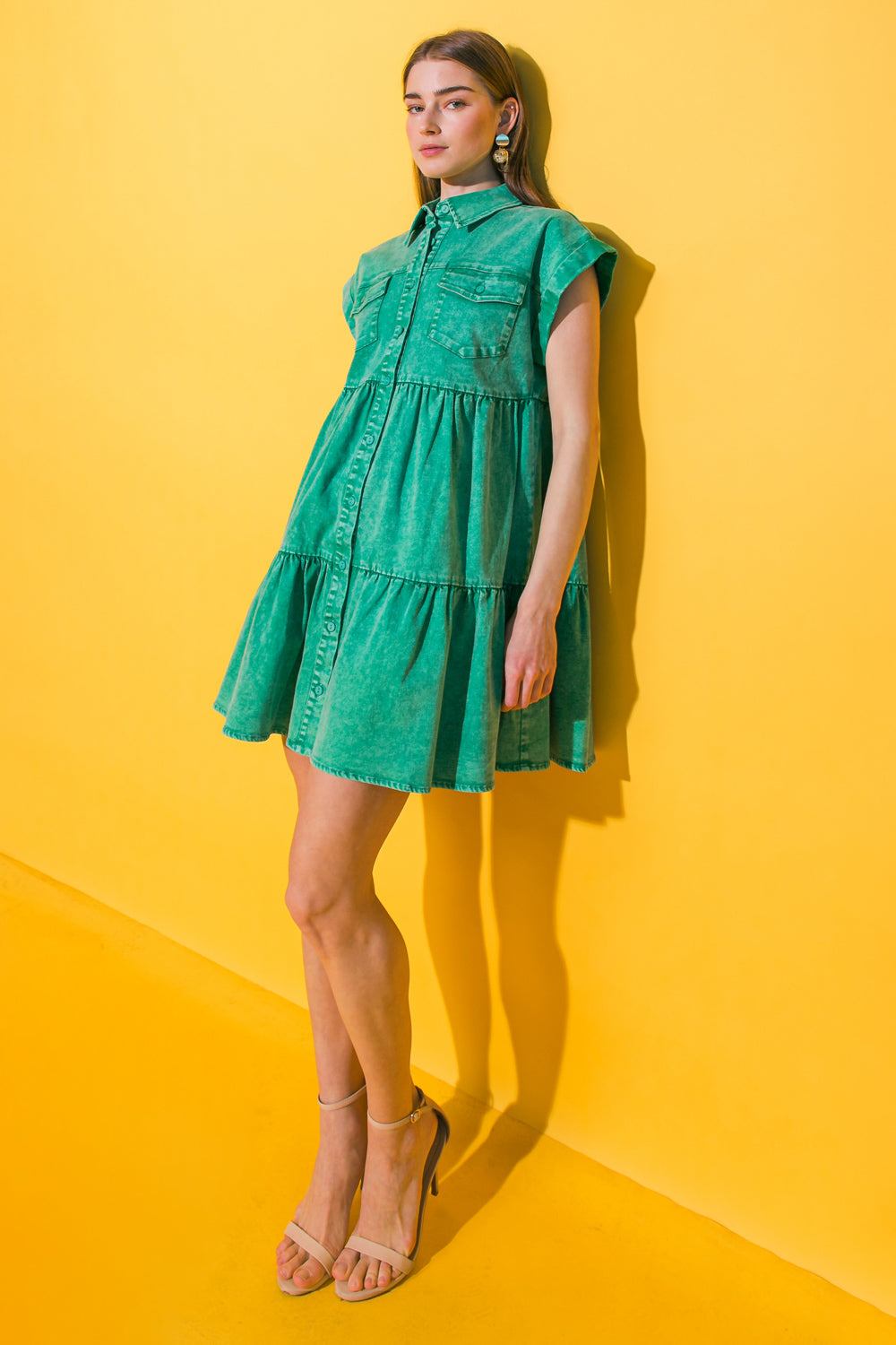 NO DULL MOMENTS DENIM MINI DRESS Flying Tomato