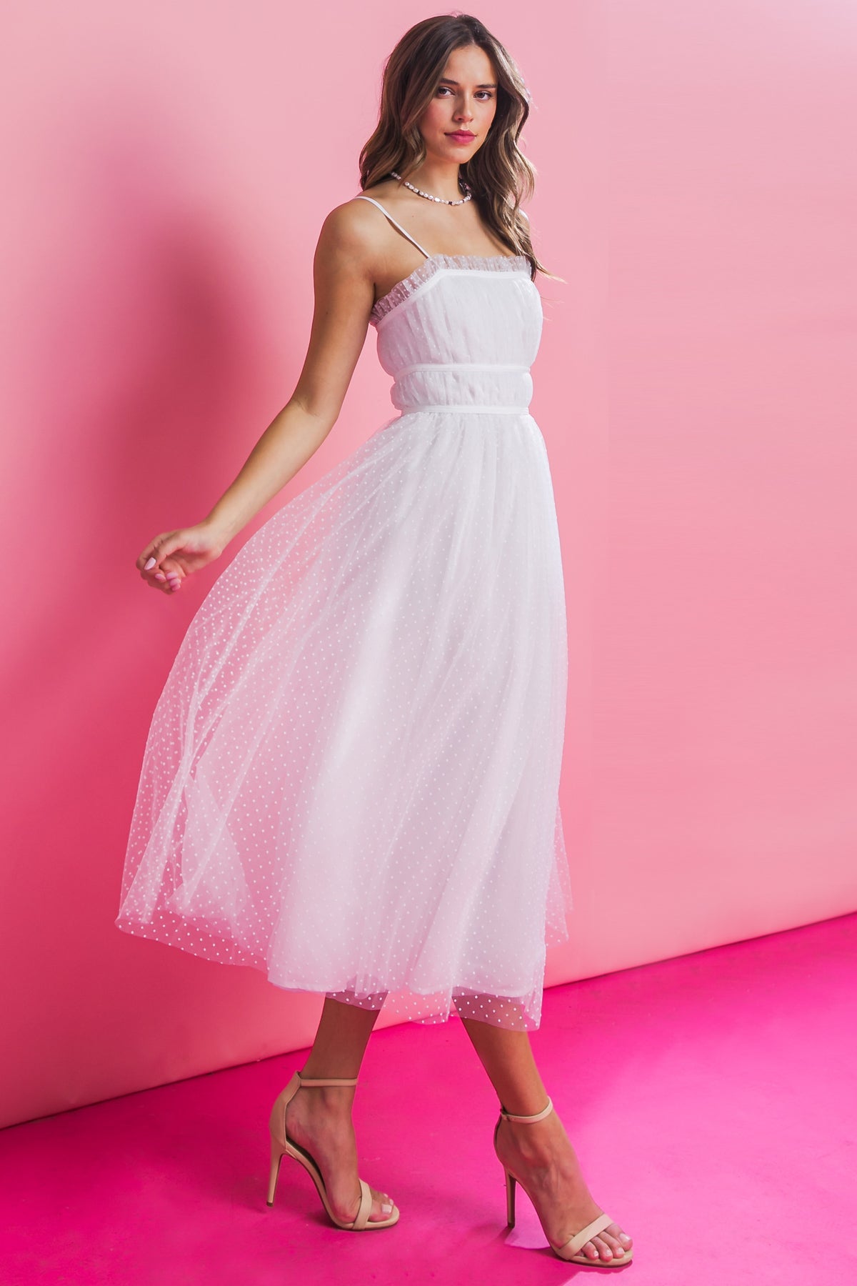 WON YOUR HEART TULLE MIDI DRESS