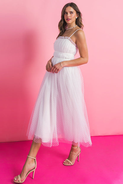 WON YOUR HEART TULLE MIDI DRESS