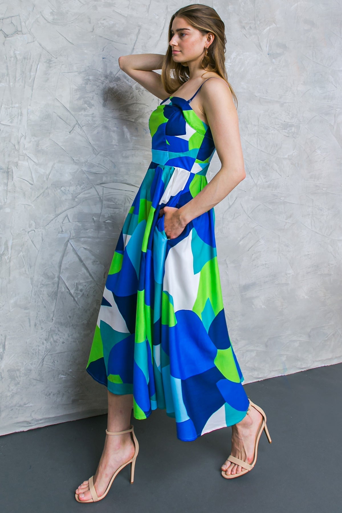 IF YOU DON'T MIND WOVEN MIDI DRESS Flying Tomato