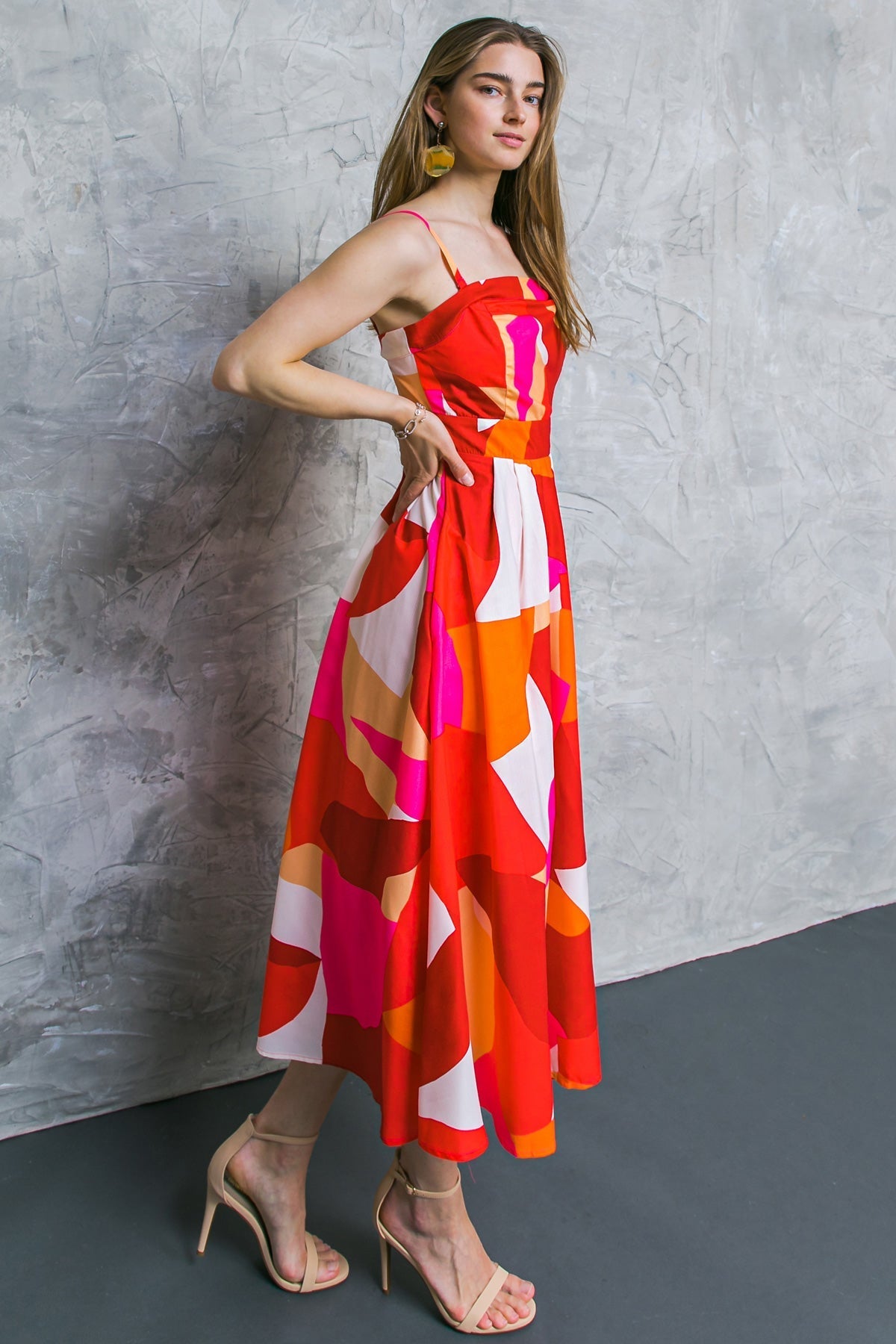 IF YOU DON'T MIND WOVEN MIDI DRESS Flying Tomato