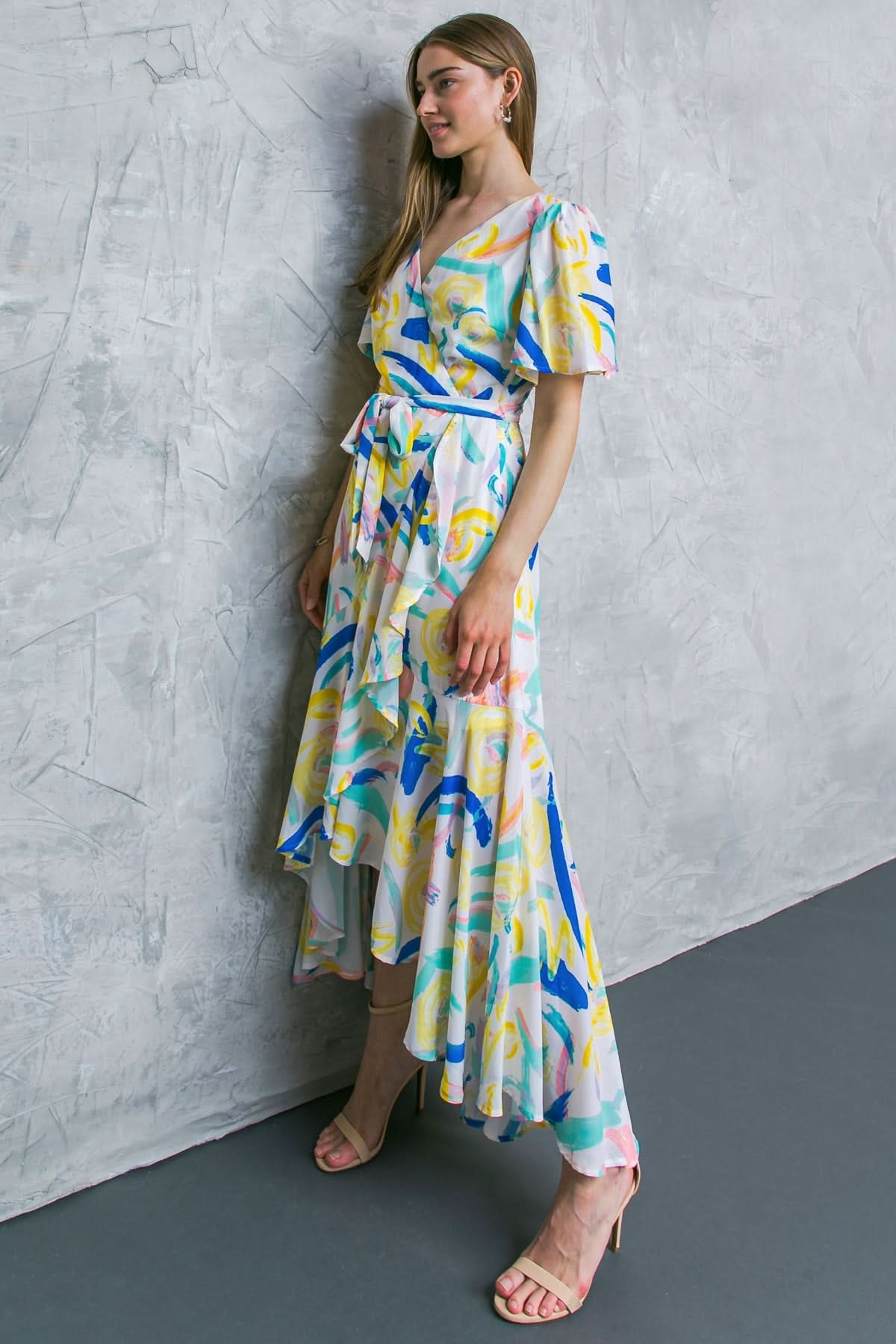 ELEGANT SURPLICE WOVEN MAXI DRESS