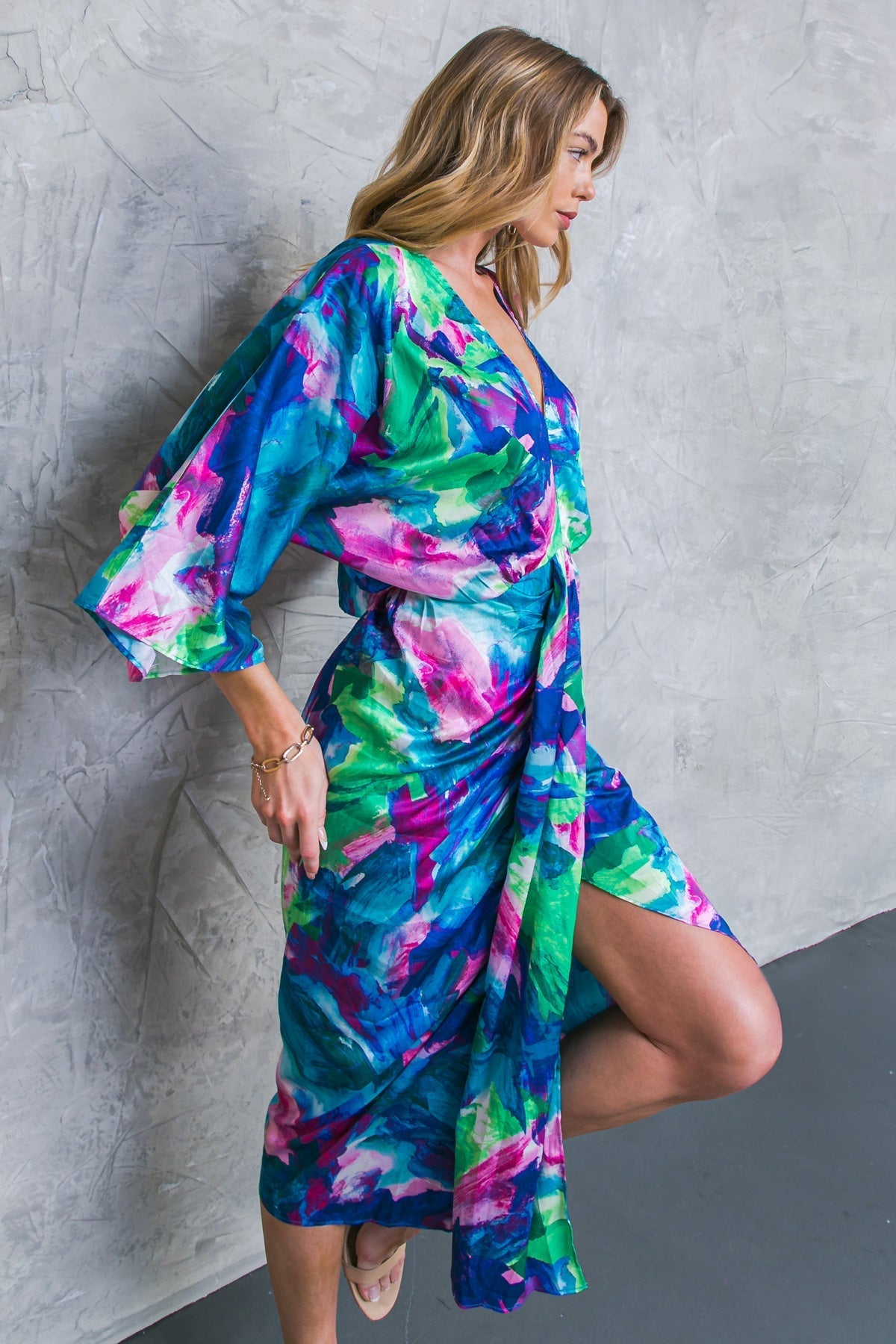 ON THE HORIZON WOVEN SATIN MIDI DRESS Flying Tomato