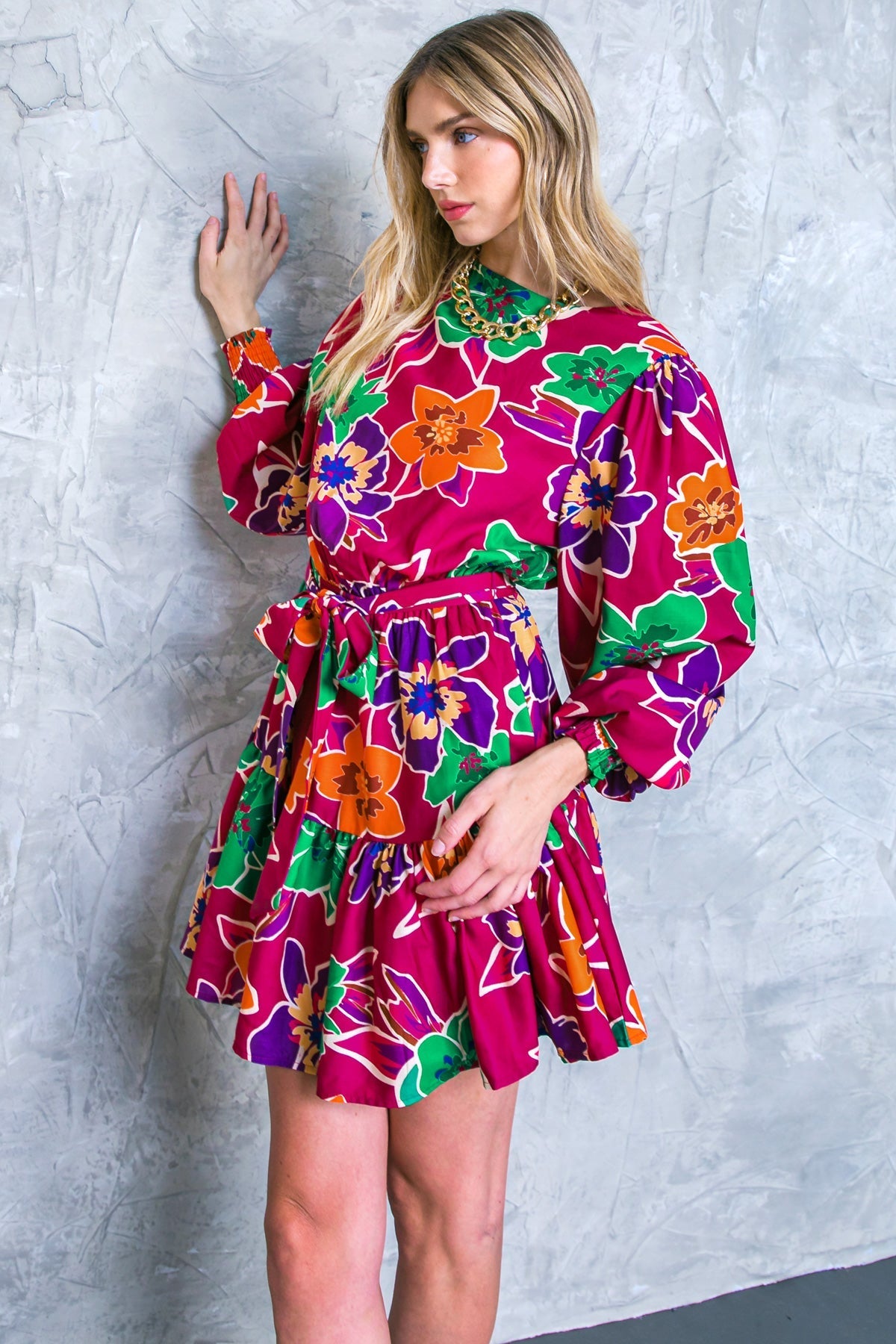 ELEVATED ATTITUDE WOVEN MINI DRESS Flying Tomato