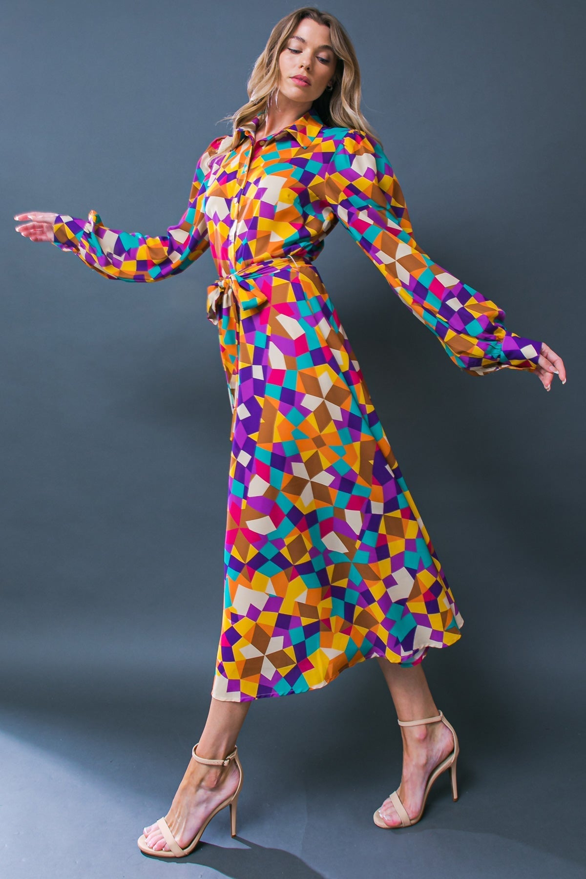 CHANGE IN THE AIR WOVEN MIDI DRESS Flying Tomato