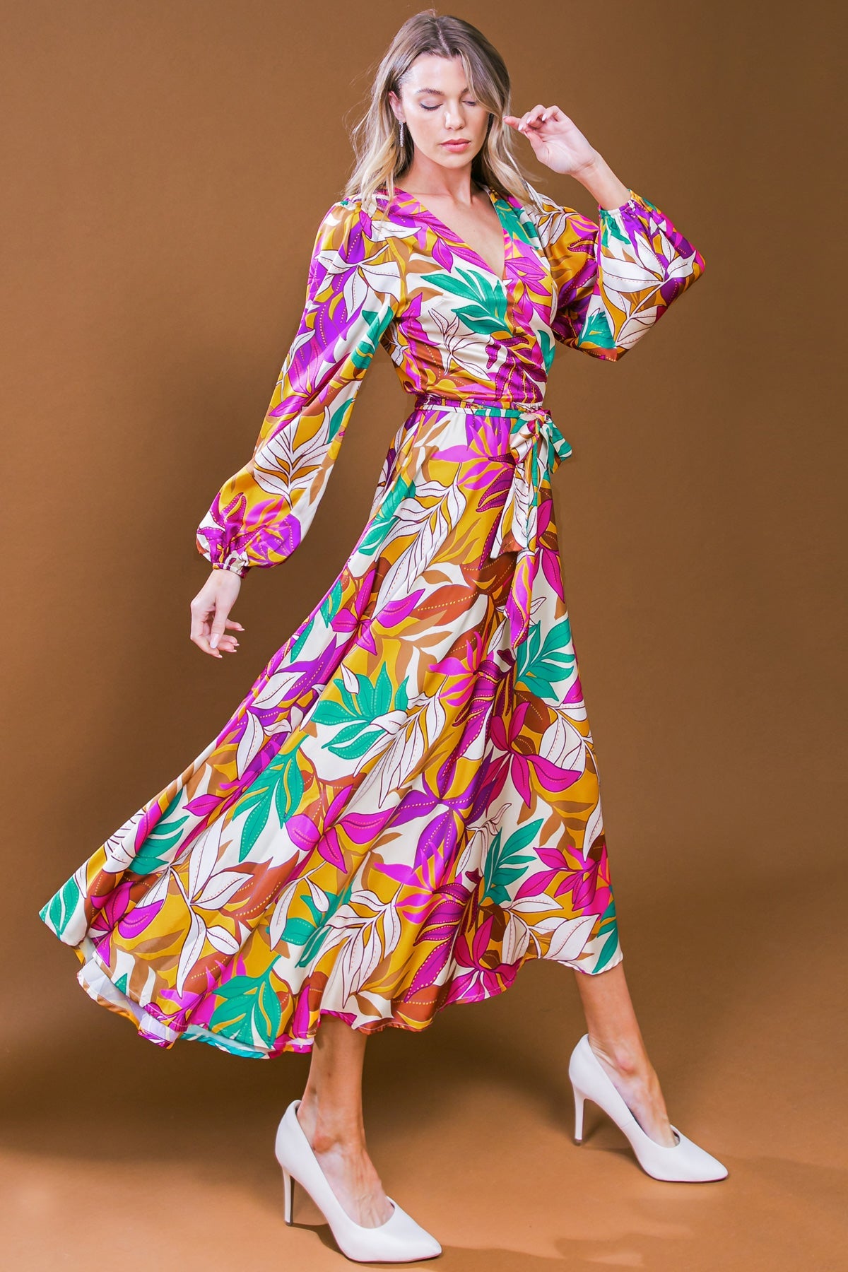 CAREFREE CONFIDENCE WOVEN MIDI DRESS