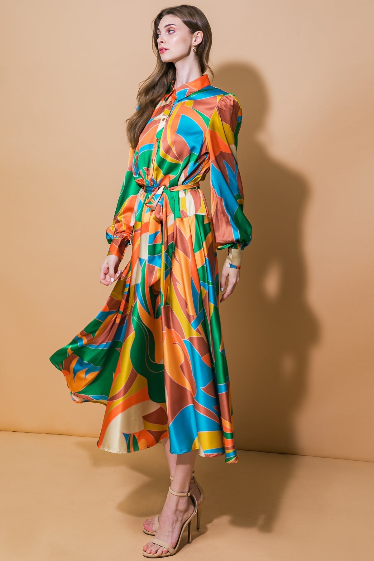 FOCUSED ON PRIORITIES WOVEN MIDI DRESS Flying Tomato