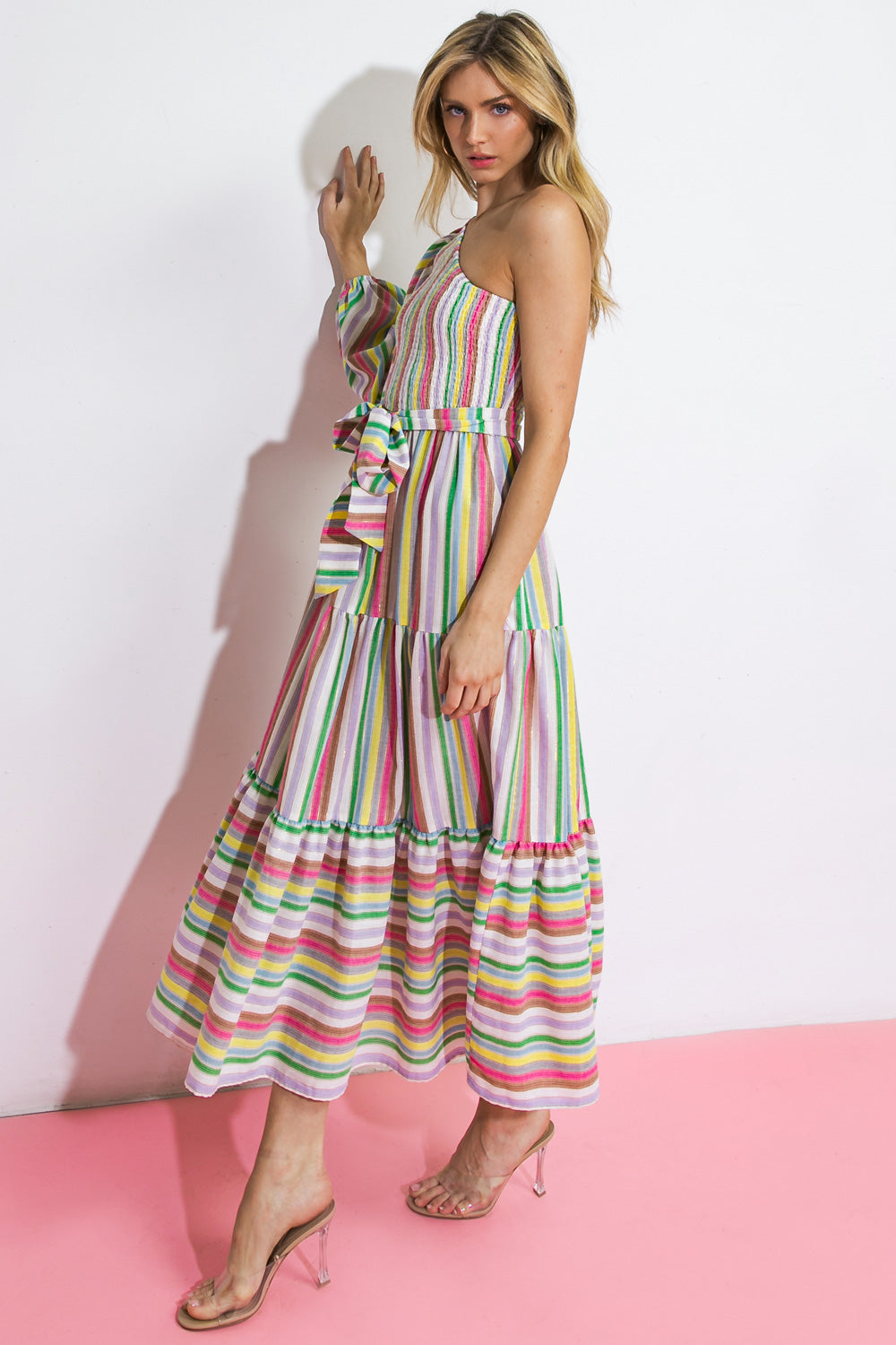 NO MATTER WHERE I GO WOVEN MIDI DRESS Flying Tomato