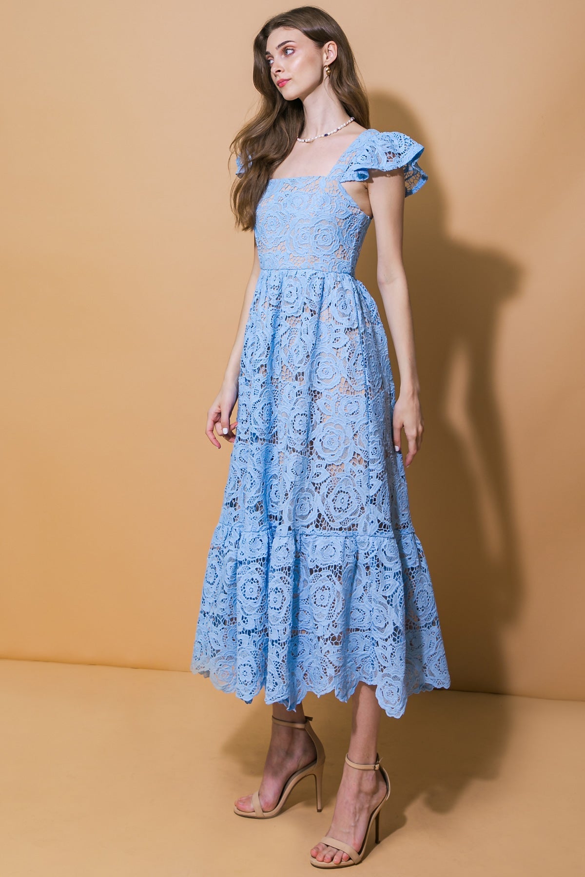 STILL THINKING LACE MIDI DRESS Flying Tomato