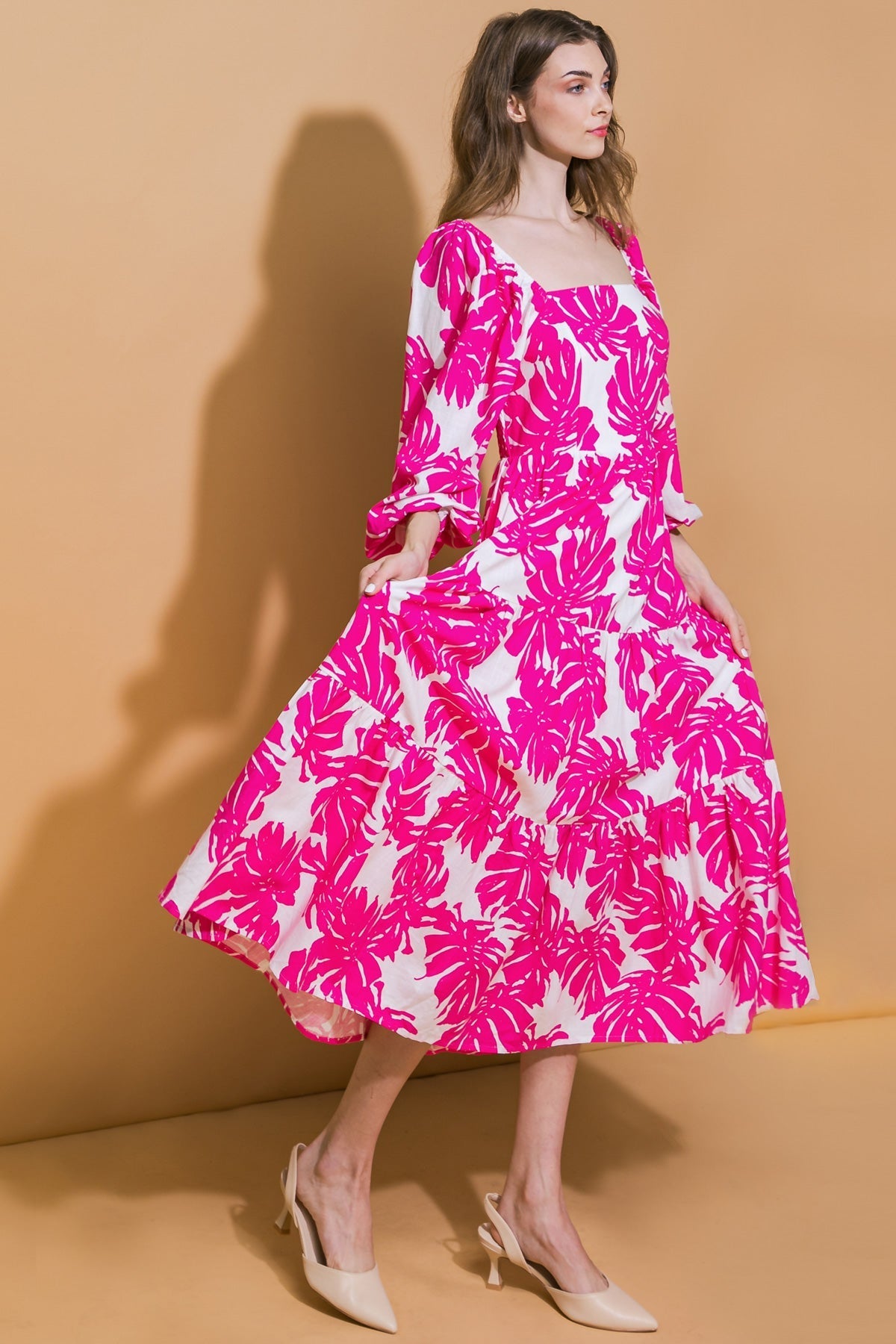 ALL THE DRAMA WOVEN MIDI DRESS Flying Tomato