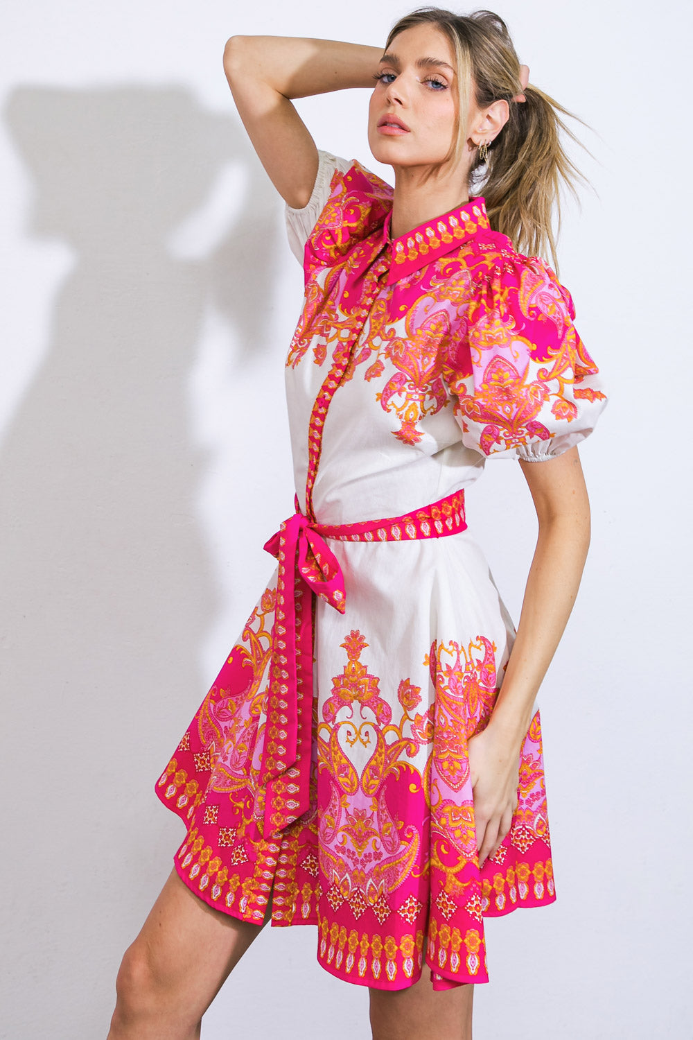 ATTENTION SEEKER WOVEN MINI DRESS Flying Tomato