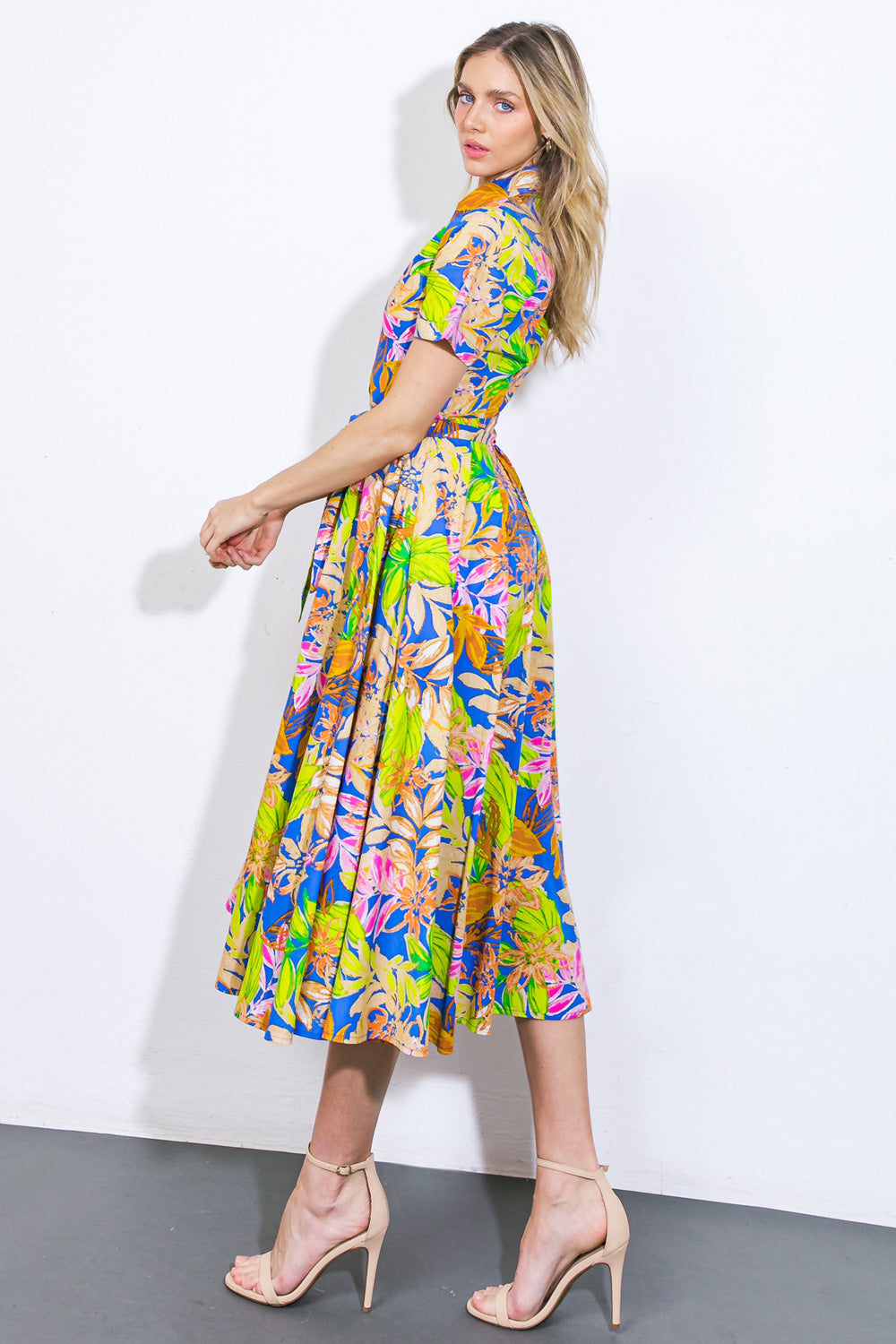 KEEP BLOOMING WOVEN MIDI DRESS Flying Tomato