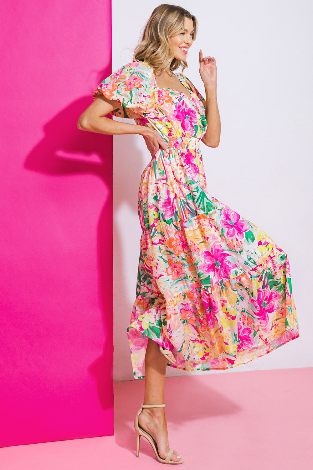 IT STARTS NOW WOVEN MIDI DRESS Flying Tomato